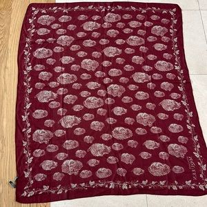 Alexander McQueen Burgundy and Cream Floral Scarf